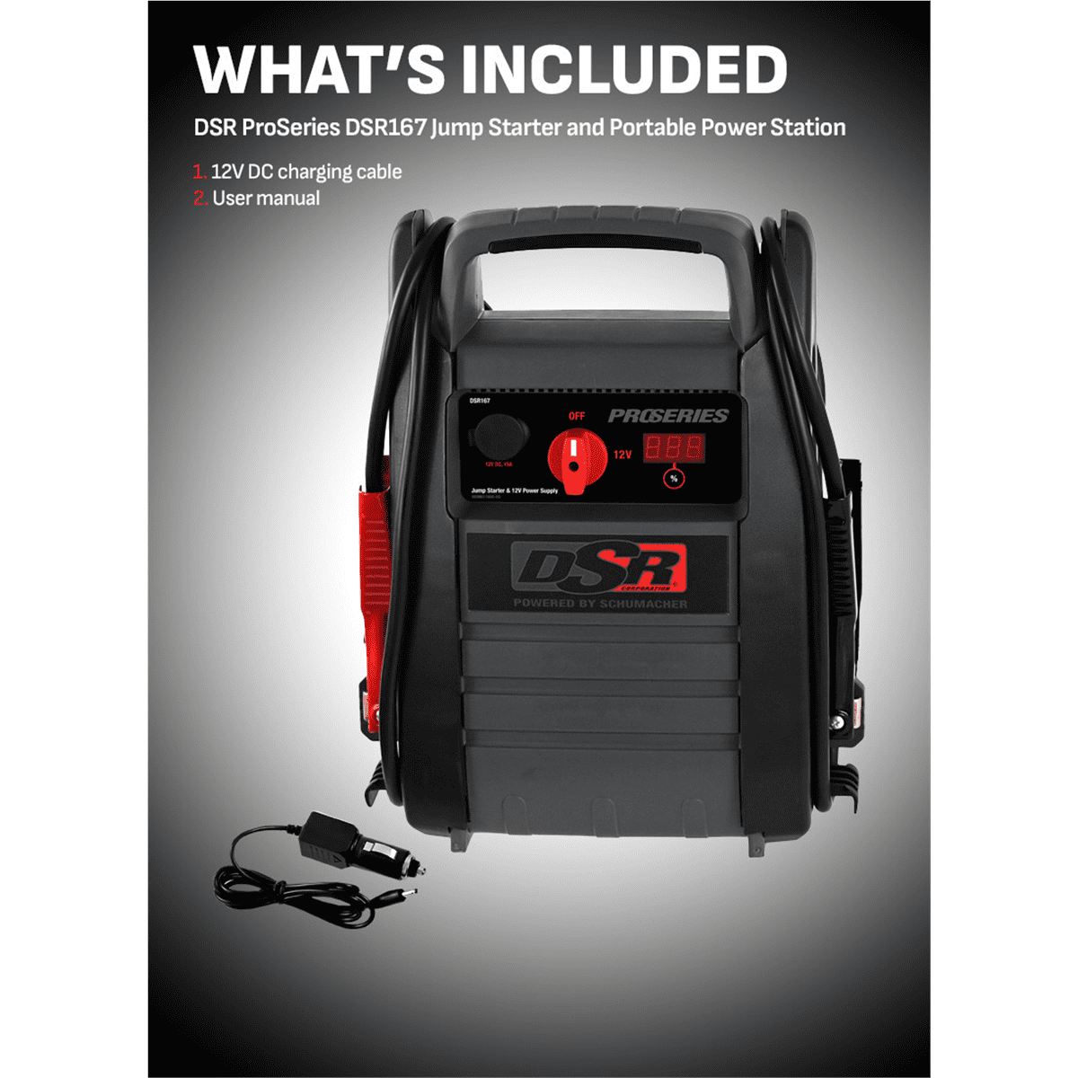 Schumacher Electric DSR Pro 2000A Heavy-Duty Car Battery Jump Starter and Portable Power Station, For 12V Automotive and Marine Batteries, DSR168