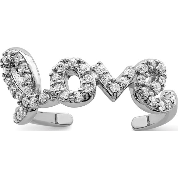 Sterling Silver Rhodium-Plated Cz Love Toe Ring Made In China qr6048