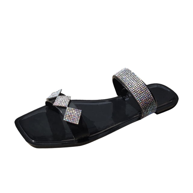 Amzcrzy Zapatos de mujer,Zapatos de mujer,Zapatillas de mujer, Sandalias planas con tiras de verano y diamantes de imitación para mujer, cómodas y casuales. Sandalias Mujer Zapatillas De Casa