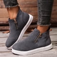 thumbnail image 5 of Willtoo Women's Faux Suede Ankle Boots, Round Toe Side Zip High Top Sneakers with Chunky Sole, Casual Non-Slip Walking Footwear, 5 of 6