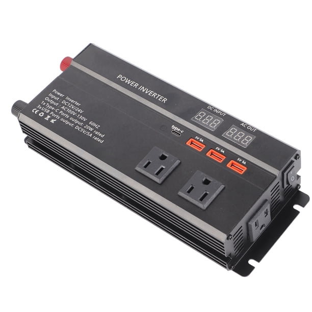 Inversor de Corriente de 900W 12/24V A CA 110V CON 4 PUERTOS USB, Pantalla LCD para USO en Automóviles