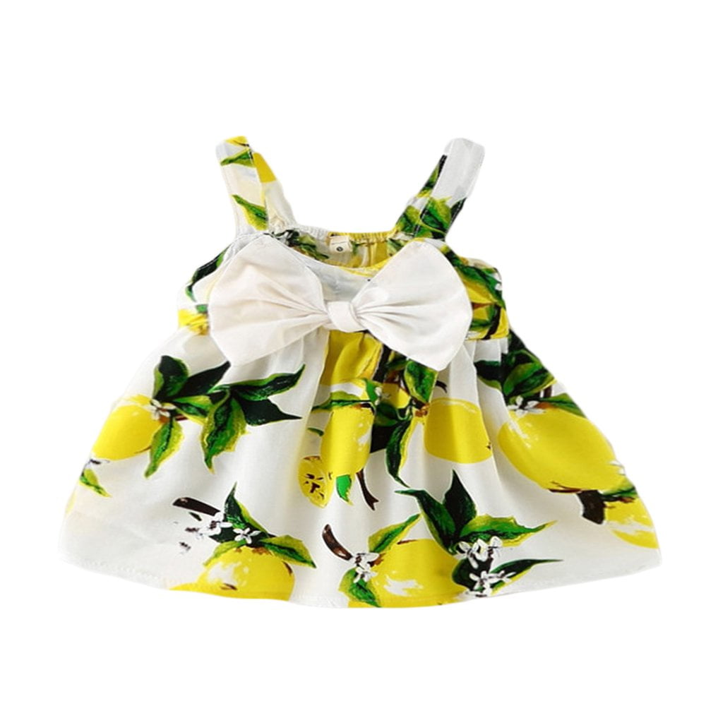 Pretty Baby Infant Girls Floral Bowknot Summer Lemon Dress Sundress Clothes 0 3T Walmart