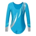 thumbnail image 2 of IEFIEL Girls Long Sleeves V Neck Shiny Glitters Gymnastics Dance Leotard,Sizes 6-16 Blue 14, 2 of 5