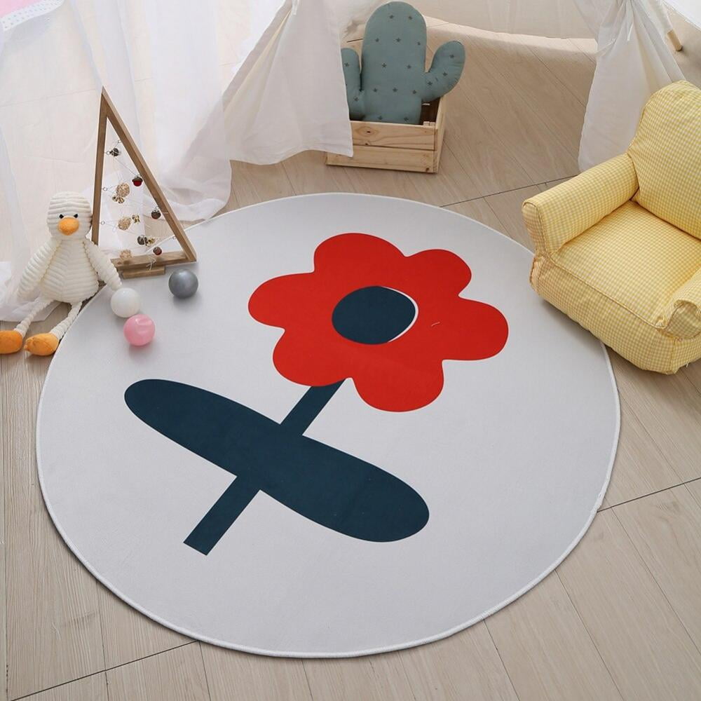Cat Cute Animal Round Area Rugs Soft Indoor Carpets Stain-Proof Washable Non-Slip Floor Mat for Living Dining Bedroom Home Decor 3-Ft Round 