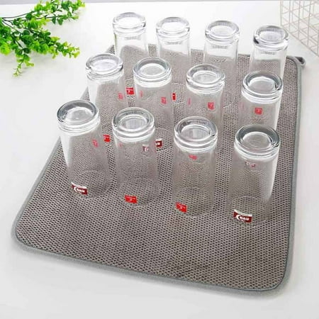 

iMucci Large Microfiber Dish Drying Mat for Kitchen Counter 20 x 15 inch Charcoal Reversible Absorbent Dish Mats Pads Gray