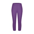 thumbnail image 6 of Women's Casual Pants Pants For Women Plus Size Yoga Leggings Casual Elastic Waist Cropped Pants Knee Length Workout,Purple Women's Casual Pants XXL, 6 of 8