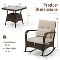 thumbnail image 2 of Costway 3 PCS Rocking Bistro Set with Removable Cushions & Tempered Glass Top Coffee Table Brown, 2 of 10