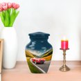 thumbnail image 7 of JAGASY Red Car Small Urn for Ashes Adult Male, Blue Small Urns for Human Ashes Keepsake, Mountain Grassy Landscape & Clouds Decorative Urns for Couple, Funeral Tiny Urn for Mom & Dad, (3 Inch), 7 of 7