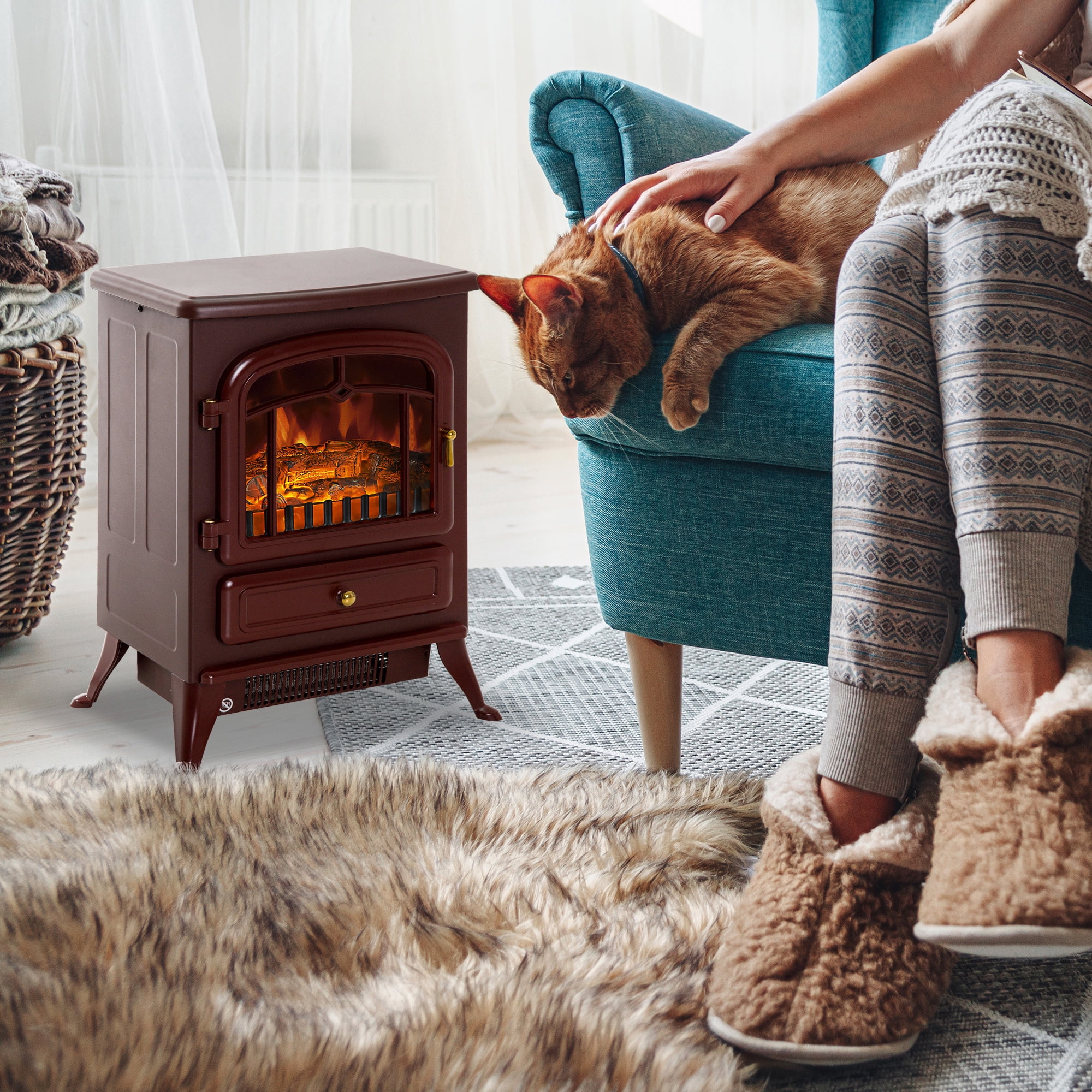 HOMCOM 750/1500W 16 Freestanding Electric Fireplace Heater Fire Stove |  Walmart Canada