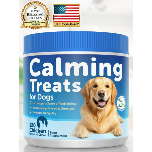 Calming Chews for Dogs, Chicken Flavor Dog Anxiety Relief & Stress Support Treats, 120 Ct