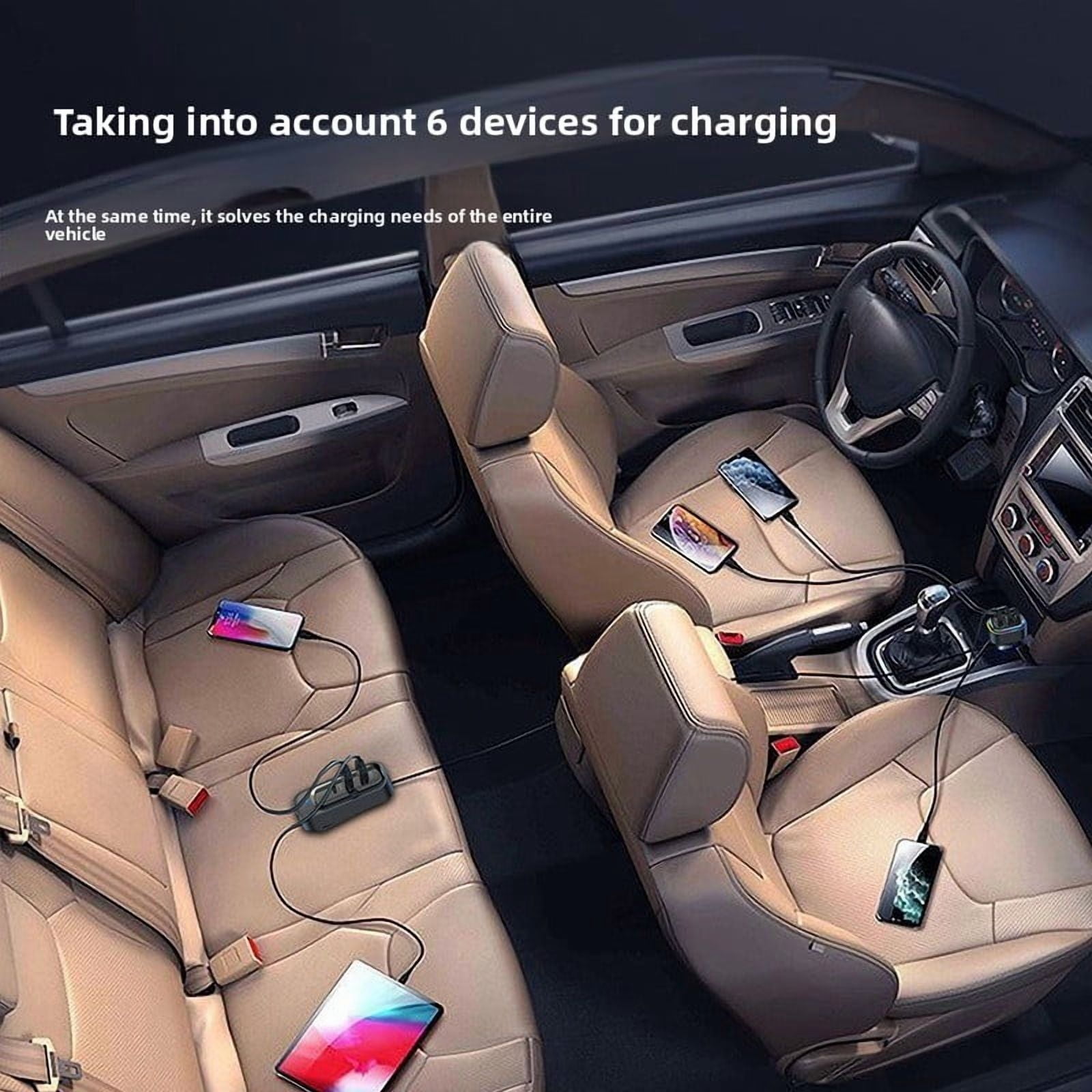 66W USB C Car Charger PD Fast Car Charger with Cable Multi Port Adapter for iPhone Android 12V 24V Car SUV Truck Van