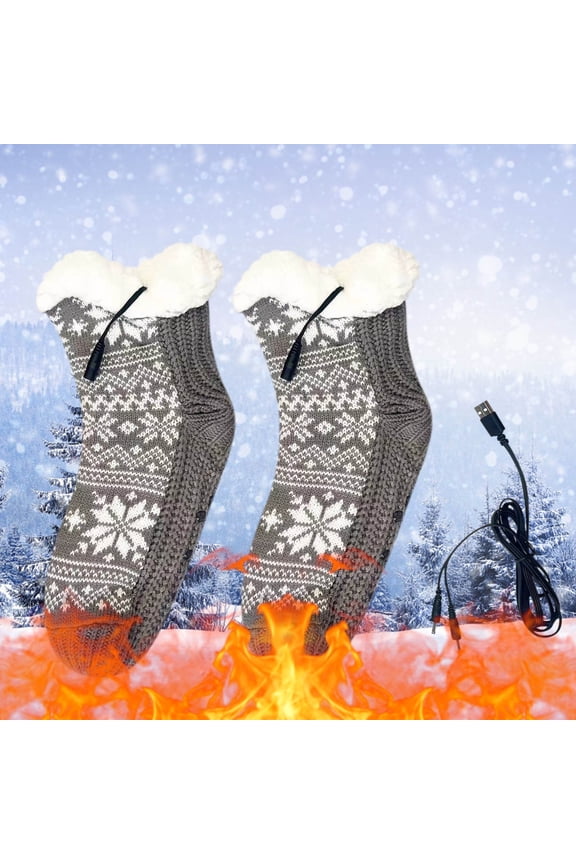 USB Heated Foot Warmers with 3 Temperature Settings Rechargeable Indoor Socks for Home Office Use