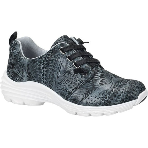 Women's Nurse Mates Velocity Sneaker Black Swirl Leather 10 W