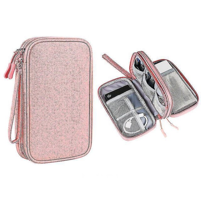 Organizador electrónico impermeable, pequeña bolsa de almacenamiento de cables de viaje, estuche multifuncional para discos duros, cables, USB, tarjeta SD, teléfono