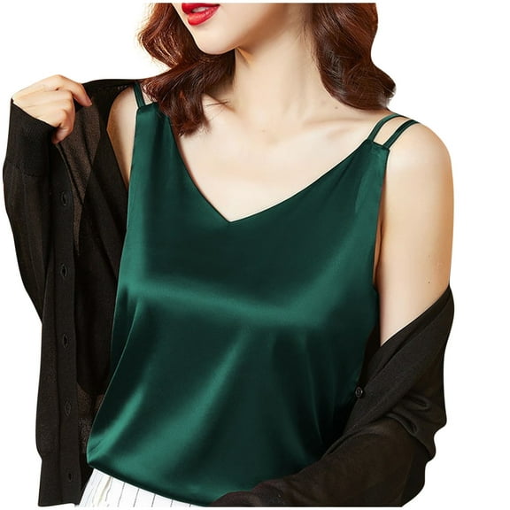 Fjofpr Tank Top for Women Loose Fit Fashion Women's Summer Sleeveless Solid V-Neck Camisoles Tank Comfy