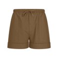 thumbnail image 6 of Summer Beach Linen Shorts For Men Solid Color Elastic Drawstring Waist Multi-Pocket Shorts Lightweight Comfortable Casual Shorts Perfect For Seaside Vacation Daily Wear Brown XXL, 6 of 7