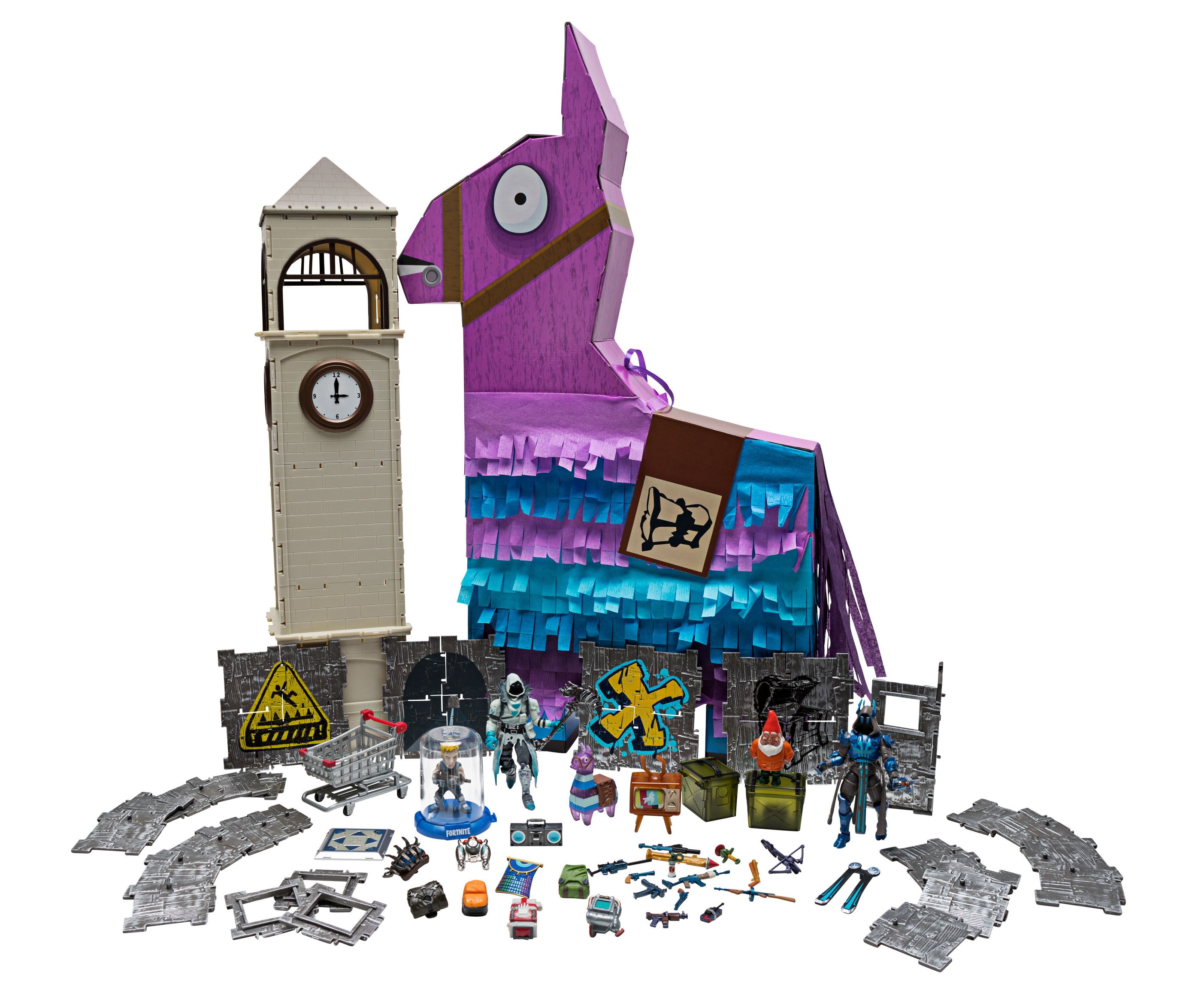 2 Figure Pack and More Including 10 Weapons Featuring Ruin and 8-Ball 4” Action Figures 22 Building Material Pieces 8 Back Blings 2 Harvesting Tools Fortnite Large Vending Machine