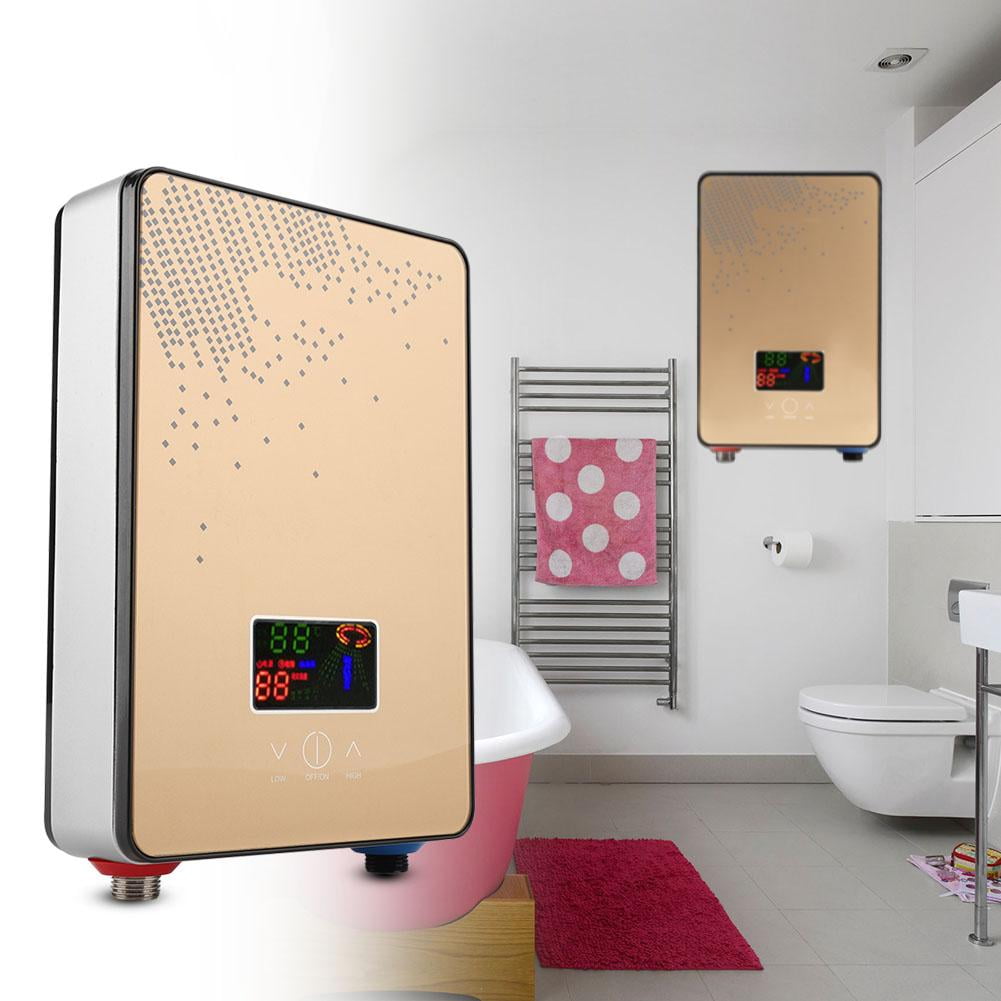 Tankless Water Heater Electric On Demand House Instant Water Heater 220V 6500W LED Screen & Touch Button Hot Water Heater with Shower Head for Home Bathroom Shower 