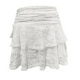 thumbnail image 4 of HZLPFO Women’s Skirt Cute High Waist Ruffle Mini Skirt Layered Ruffle Hem Flared Flowy Casual Swing Beach Mini Short Skirt White,S, 4 of 4