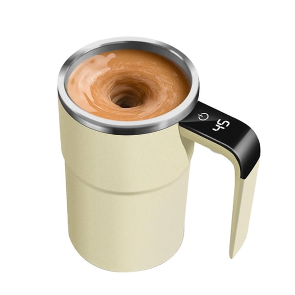 Self Stirring Mug with Lid, 380ML Electric Automatic Stirrer for Tea and Coffee, Cordless Mug Warmer with Temperature Display, Portable Electric Stirring Cup with Lid for Coffee, Milk, Tea
