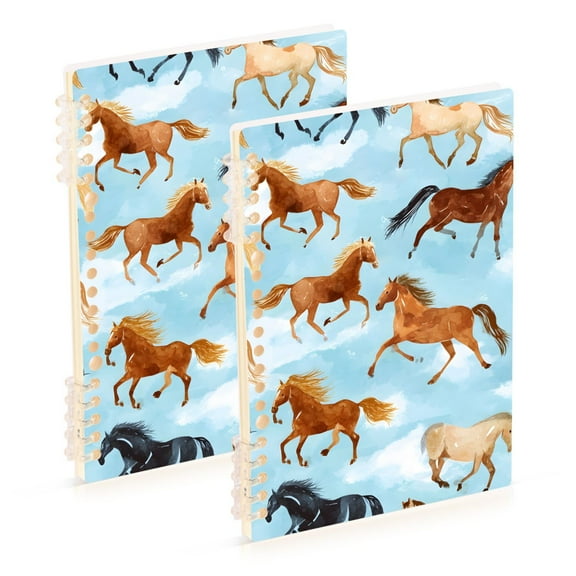 joogoo Spiral Journal Notebook Running Horse Blue College Ruled Notebooks 8.3" x 5.7" 2 PCs