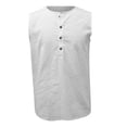 thumbnail image 4 of Dovford Mens Sleeveless Henley Shirts Casual Linen Blend Tank Tops Button Down Summer Beach Shirts for Men, 4 of 5