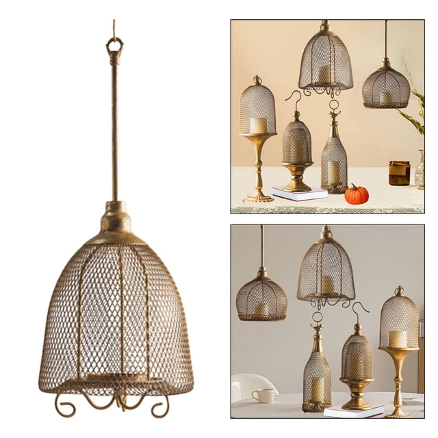 Vela colgante de Metal Vintage, soporte para luz de té, decoración rústica para decoración del hogar, centro de mesa multifuncional Diámetro 19cm