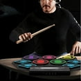 thumbnail image 3 of Portable Drum Practice Pad Set, 9 Pads Color Electronic Drum External Voice, BT Support 100 To 240V, 3 of 8