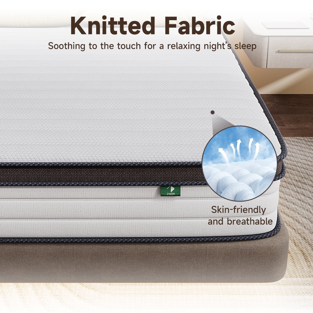 Full Size Mattress in a Box, Z-HOM 10" Hybrid Mattress Medium Firm Cool Comfort Pocket Spring,CertiPUR-US
