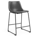 thumbnail image 5 of Set of 2 Adan Iron Frame Vintage Gray Faux Leather Counter Stool, 5 of 8