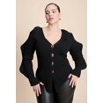 thumbnail image 2 of ELOQUII Women's Plus Size Rounded Sleeve Cardigan, 2 of 6