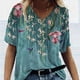 thumbnail image 3 of Camiseta de mujer con estampado floral, manga corta, cuello en V, blusa de playa, azul lago, M Methold AP002484-07, 3 of 4