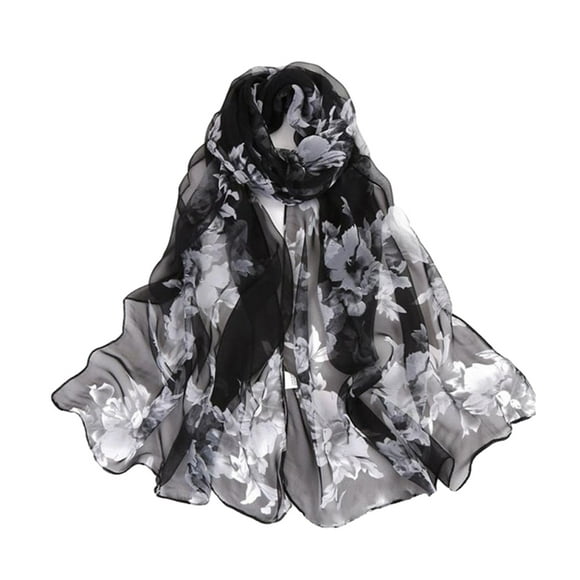 Qarigey Manténgase a la moda y con estilo con una bufanda de playa de lujo para mujer Bufanda de seda de lujo para mujer Accesorios de disfraces blanco negro