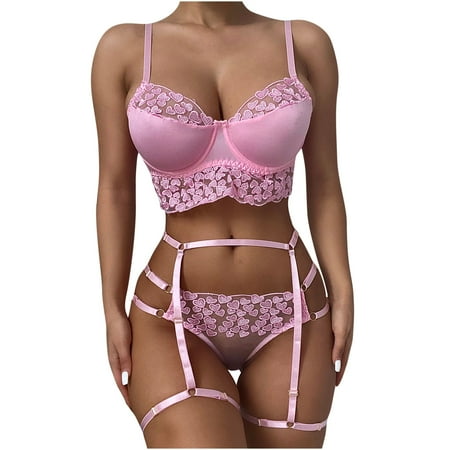 

Women Exquisite Mesh Lingerie Bra+Garter+Briefs Set Babydoll Cut-Out Sleepwear briefs women s underpants briefs for women