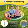 thumbnail image 3 of Gardwin 7in1 Metal Swing Sets with Trampoline,Outdoor Swing sets for Backyard,Outside Toys with Saucer Swing,Slide,Glider,Belt Swing,Trapeze Bar,Standing Swing,Teeter Totters for 10 Kids Aged 3-12, 3 of 10