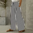 thumbnail image 4 of hotojiny Wide Leg Pants for Women Casual Baggy Striped Lightweight Trousers Lounge Beach Vacation Pants with Pockets, 4 of 5