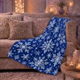 thumbnail image 6 of Royal Blue Winter Wonderland Snowflake, Festive Holiday Scene, Warm Flannel Blanket for Living Room and Reading Nook, Art Lovers Friendship Gift, Festive Home Decor, 6 of 9
