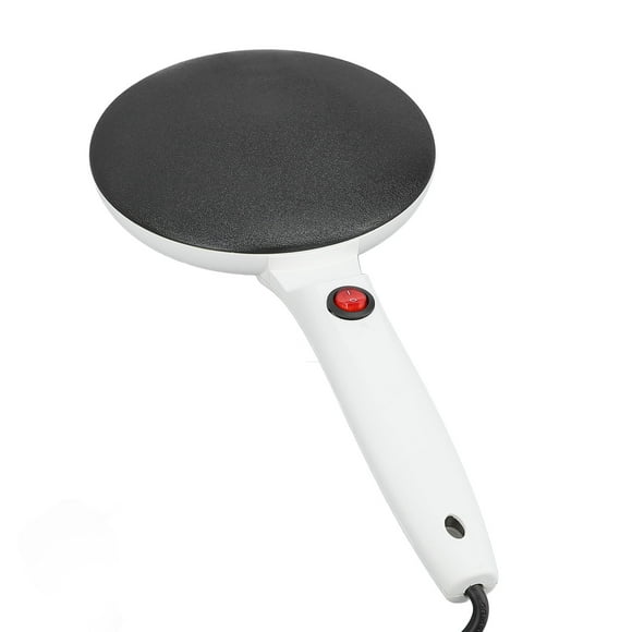 Electric Crepe Maker, 8in Electric Griddle with On Off Switch & Automatic Temperature Control, Non Stick Dipping Plate with Whisk & Spatula for Pancake, Tortilla, Blintzes White