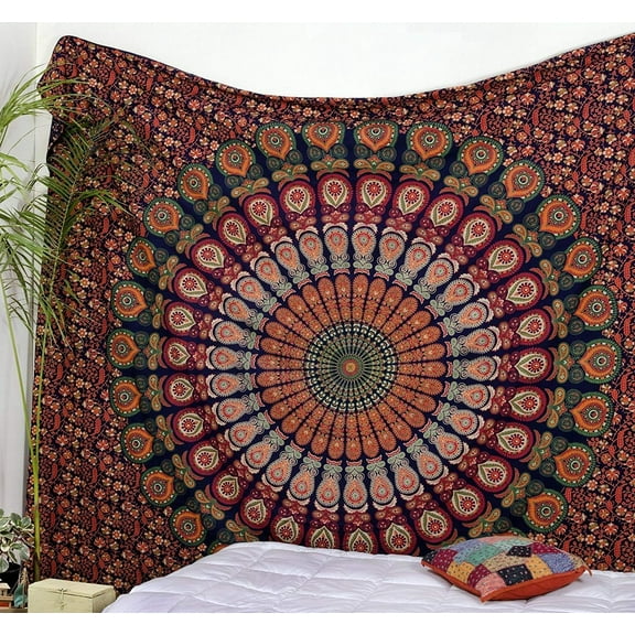 Pop Popular Handicrafts Twin Hippie Mandala Bohemian Psychedelic Intricate Floral Design Indian Bedspread Magical Thinking Tapestry