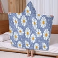 thumbnail image 5 of Blue Daisy Flower Pattern Hooded Bath Towel，60"x35" for Ages 3 To 12 Kids, Quick Dry Lightweight Soft Microfiber Hood Beach Towel Cover Up for Kids, 5 of 7