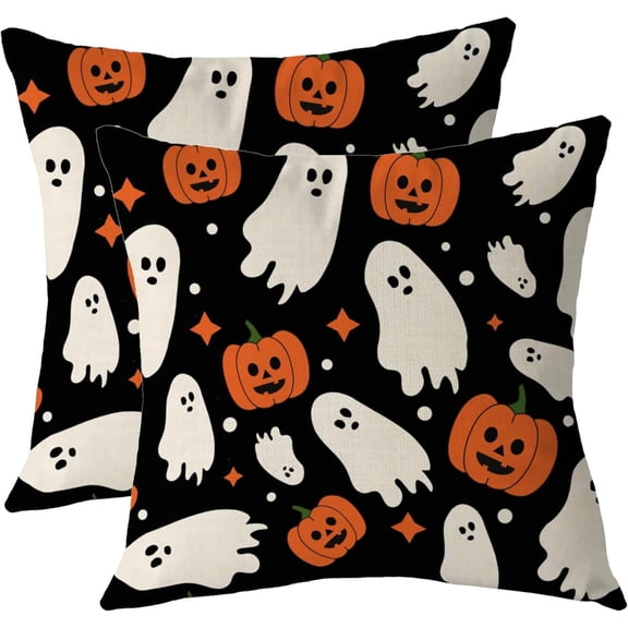 Halloween Pillow Covers 18x18 Fall Pumpkin Ghost Star Decorative Throw Pillow Covers Indoor Outdoor Cushion Cases for Home Sofa Couch Farmhouse Decorative