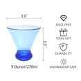 thumbnail image 5 of Yalin 9 oz Martini Glasses, Thick Base Stemless Acrylic Cocktail Glass for Margarita, Juice, Ice Cream, Reusable Drink Cups, Stackable, BPA-Free, Shatter Proof, Dishwasher Safe, Set of 6 (Blue), 5 of 6