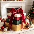 thumbnail image 5 of Christmas Wired Ribbon with Gold Trim, Plaid Fabric Ribbon Roll, Gift Wrapping Wreath Tree Decor, 5 of 6