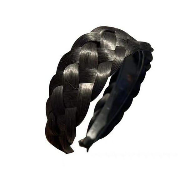 JikouIivo 5 Strands Synthetic Hair Braided Headband Hairpiece Classic Chunky Wide Plaited Braids Elastic Multi-Color Headband Ladies Beauty Headwear
