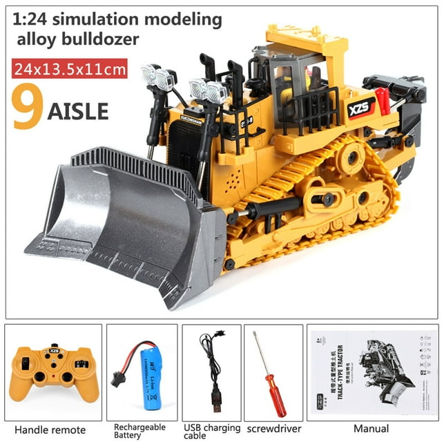 Juguete Excavadora de control remoto Bulldozer 1:24 Juguete de los niños Vehículo de construcción AMMAO TOY230209-3407toy