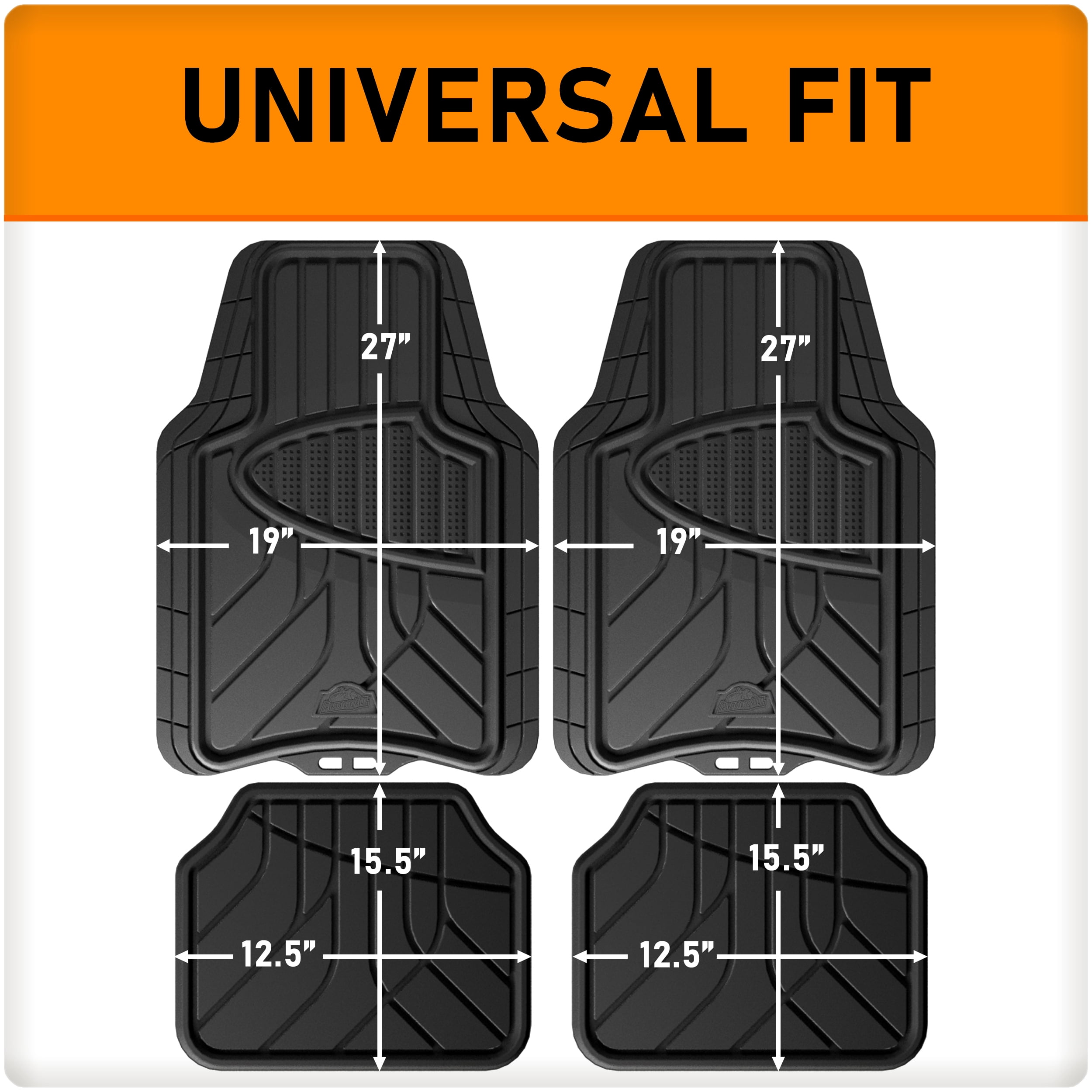 Armor All 4-Piece Black Trim-to-Fit All-Weather Floor Mats, Vehicle Make - Universal