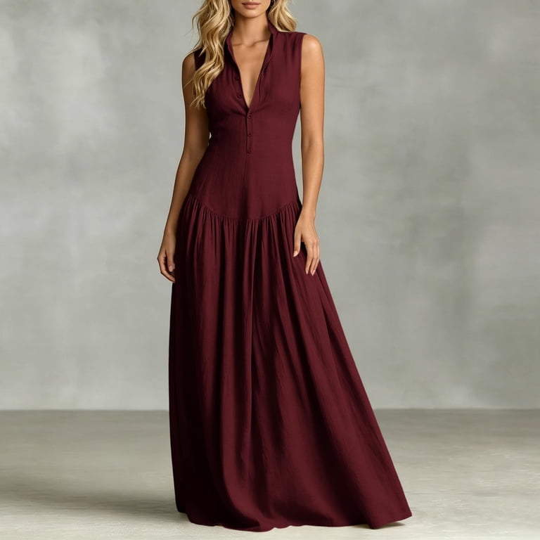 flowy burgundy maxi dress burgundy wrap dress maxi Heavyweight Linen Wrap Maxi Dress, V-Neck, Pockets, Boho Spring Clothing, Plus Size, XL / Chocolate