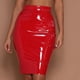 thumbnail image 4 of Gibobby faldas para mujer mujer Sexy Faux Mini cintura alta Casual Zip PU Slim Pencil Plus Size(Rojo, L), 4 of 5