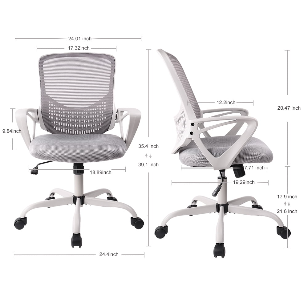 edx Desk Chair with Ergonomic Lumbar Support for Home, Office, Bedroom, 250lbs, Grey