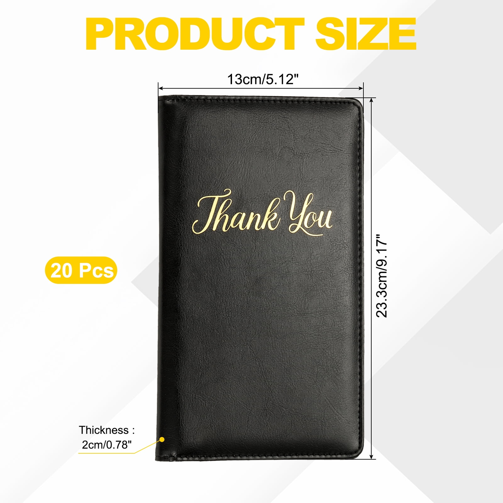 Uxcell Restaurant Check Presenters, 20Pcs Guest Check Holder with Pocket Leather Server Books for Waitress, Black